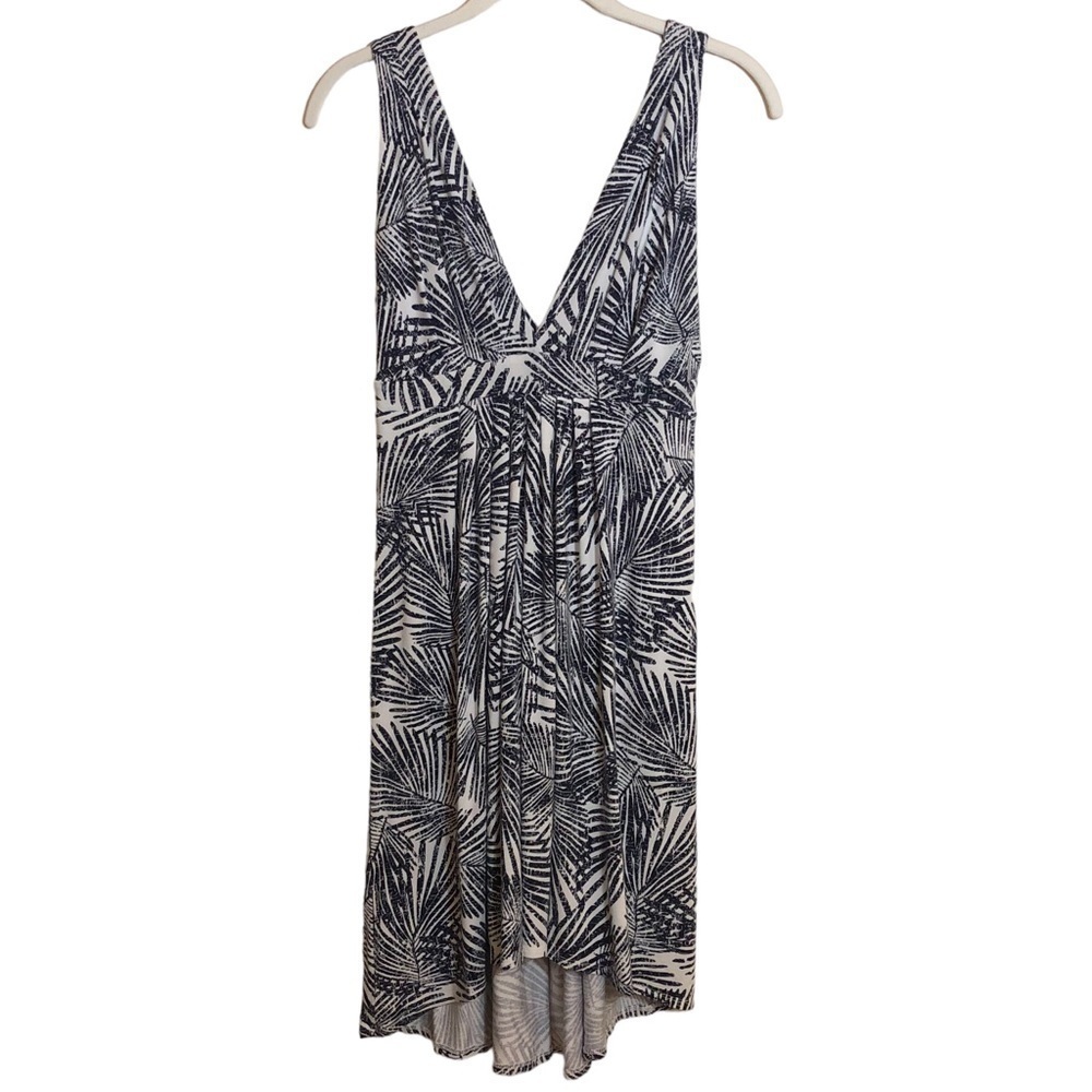Tart Women’s Navy & White Palm Print Modal Dress Beachy Tropical Soft Size Small